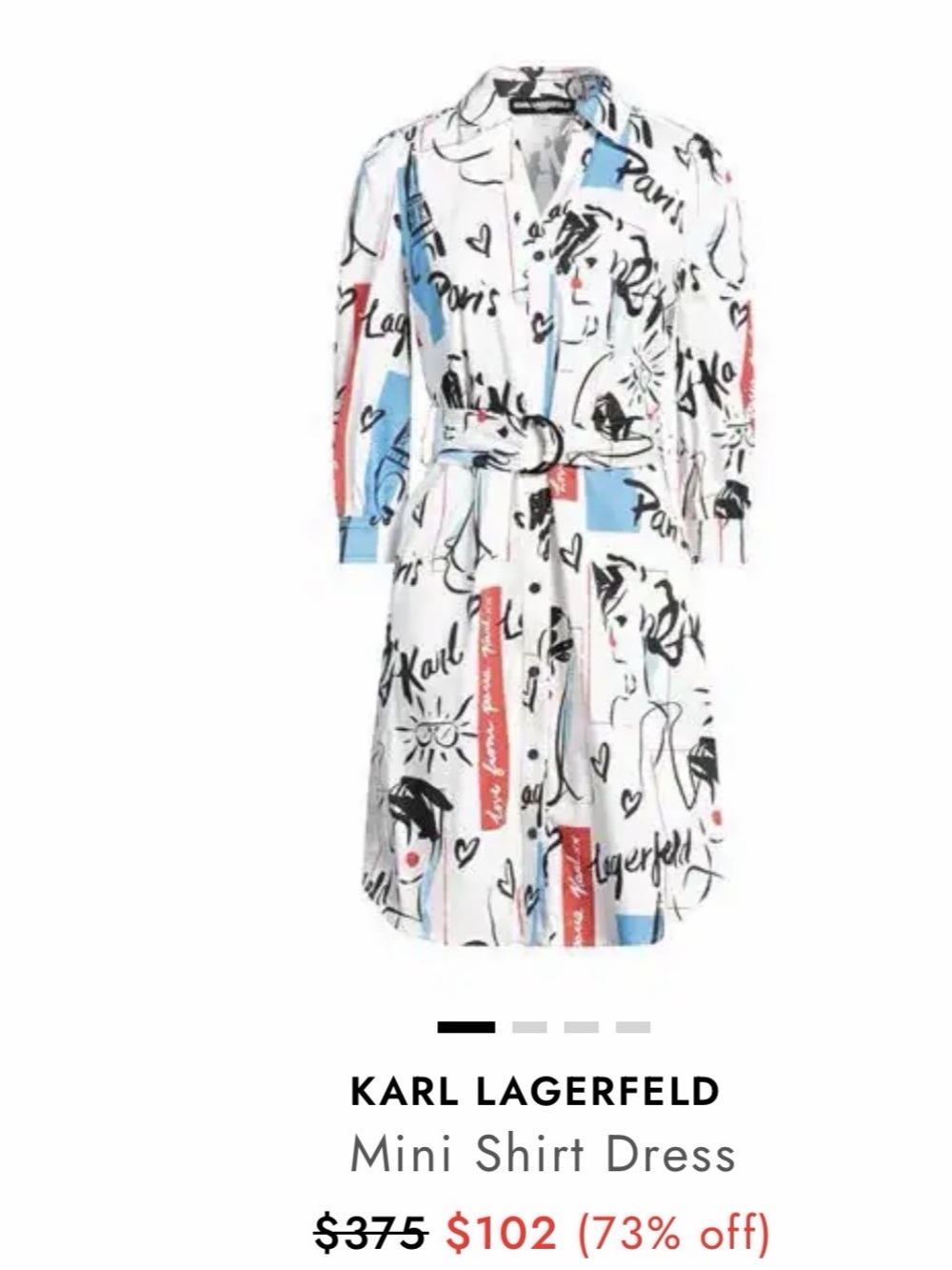 Karl Lagerfeld women’s Mini Shirt Dress Abstract Print EUC 2